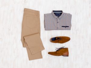 mens smart casual outfit as flatlay
